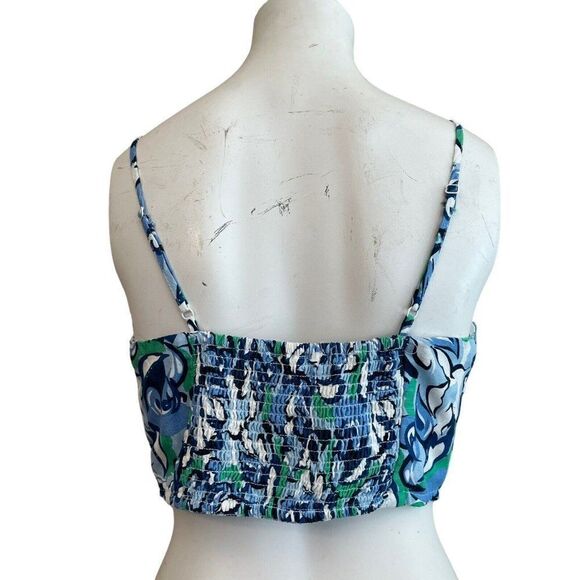 Midnight Sky M Crop Top Boning Adjustable Straps Bandana Blue Elastic Back - Picture 3 of 4